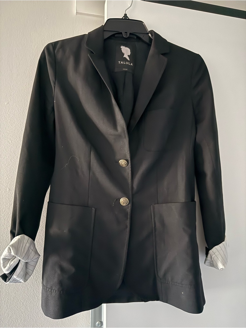 Talula Black Two-Button Notch Lapel Blazer